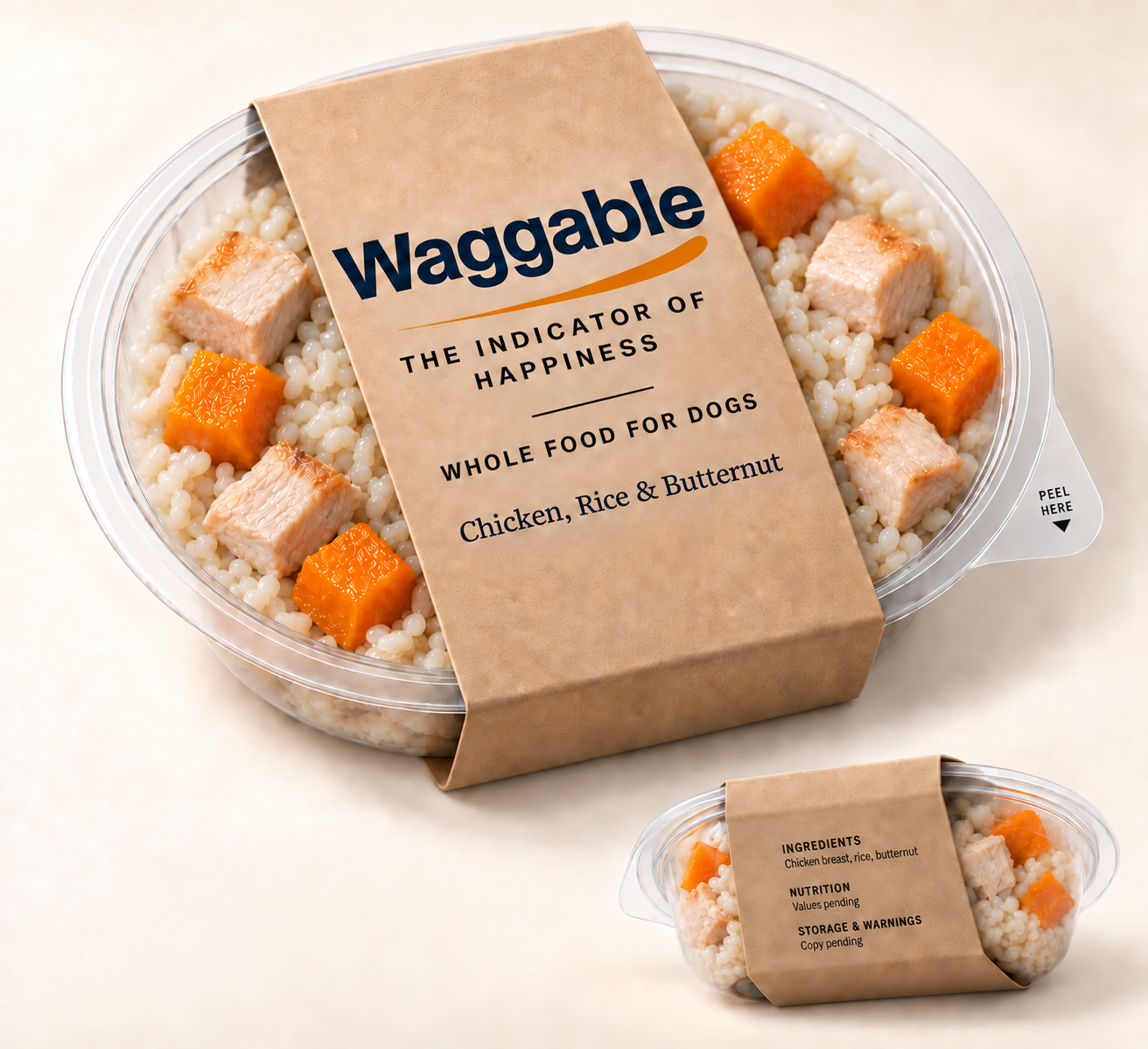 Reference only: Waggable package with small square chicken and butternut portions